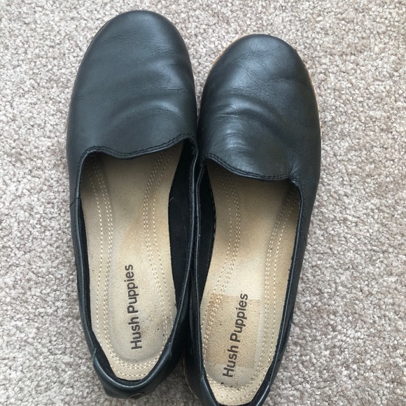 Black Hush Puppies Flats - Picture 1 of 4